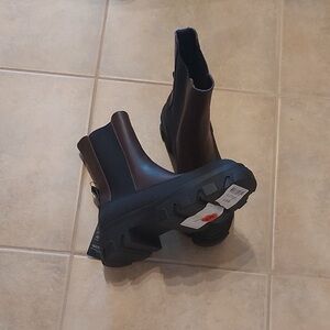 Only - Brown and Black Heeled Boots with Chunky Sole